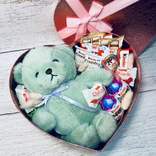 Сладкий набор с мишкой. Подарок на 8 Марта для жены, любимой, второй половинки, дочки, сестры, мамы, подруги,тети