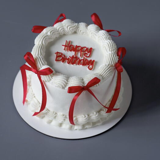 Бенто-торт Happy Birthday ламбет с красными бантикам