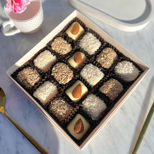 Chocolate covered marshmallows with almonds