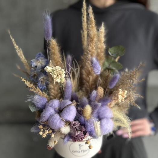 Фиолетовая Весна ( хлопок, лагурус, эвкалипт)