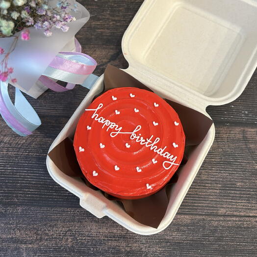 Бенто торт «happy birthday» красный