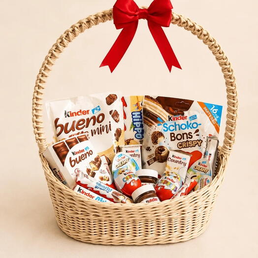 Подарочная корзина Kinder и Nutella «Праздник детства» 35×40 см