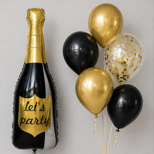 🍾 Набор шаров «Let s Party Black Gold»
