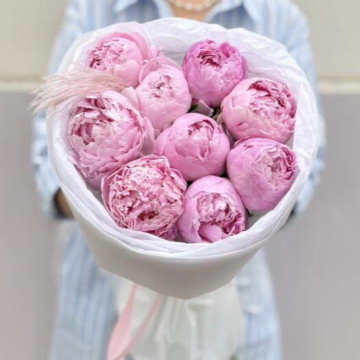 Пионовый бум 🌸 Монобукет из роскошных пионов 💐