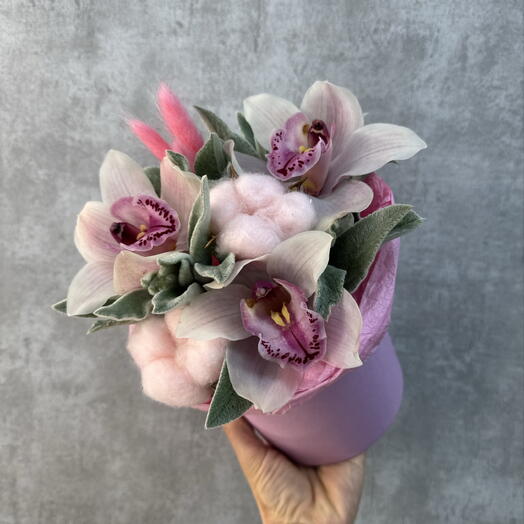 Комплимент в коробочке 🌸💓 с орхидеей и хлопком 🤩