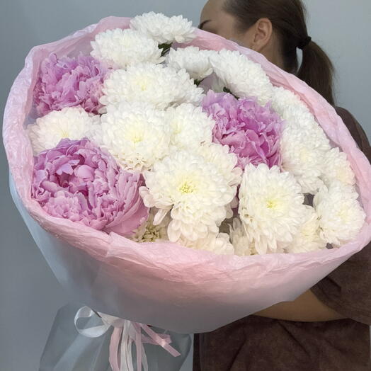 Пион с хризантемой 🎀