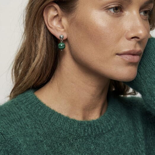 Серьги из натурального камня BASIC 6 GREEN на подарок, на день рождения, для себя, для девушки, любимой