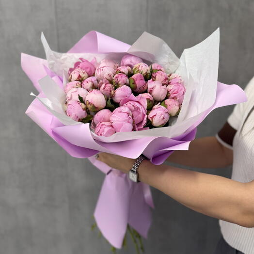 Букет из 33 пионов 🩷🧡💛