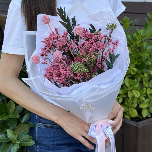 Букет «Краспедия» из стабилизированных цветов 🌸