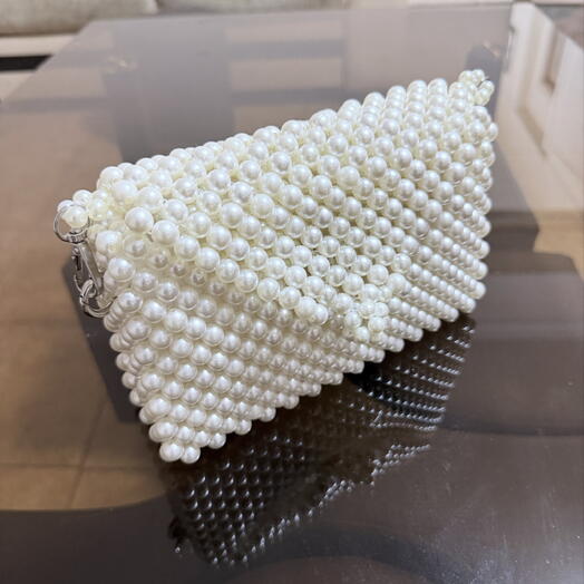 Elegant Pearl Beaded Evening Clutch Bag