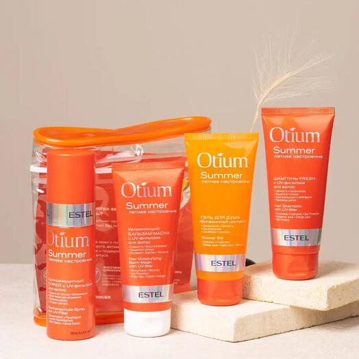 Дорожный набор Estel OTIUM SUMMER для волос и тела "Лето с собой",шампунь-fresh, бальзам, спрей, гель для душа, с UV-фильтром