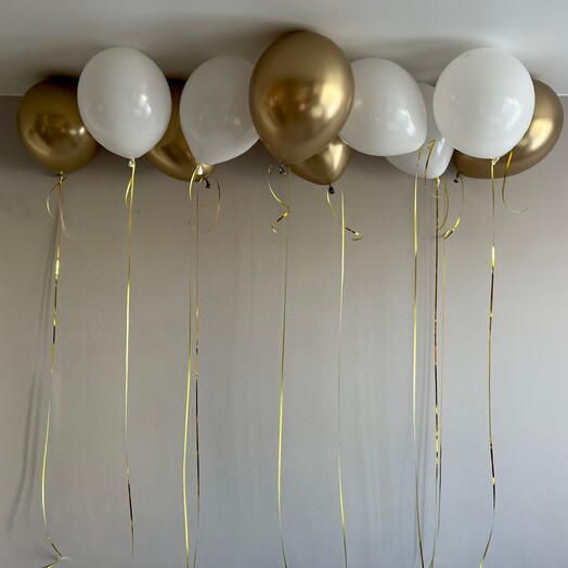 Яркий набор воздушных шаров на праздник 🎂 Золото - Белый 🎈