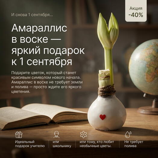 Луковица Амариллиса в воске «Сердце»