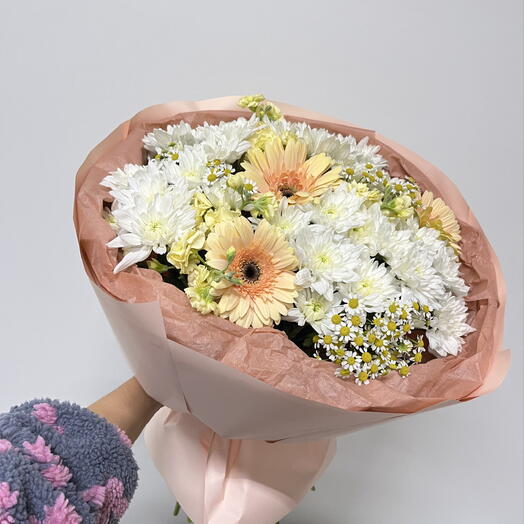 Букет с хризантемой ромашкой и герберой 🌼