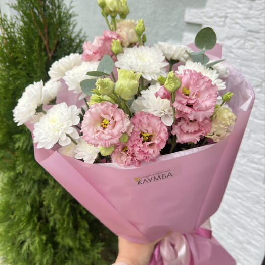 Букет из хризантемы и эустомы💐