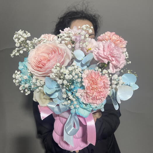 Композиция в 3d кашпо с пионовидной японской розой 🌸🎀