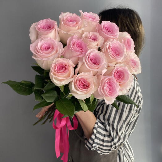 Монобукет нежный 🌸 пионовидная Роза мандала 🩷🩷🩷 15 шт