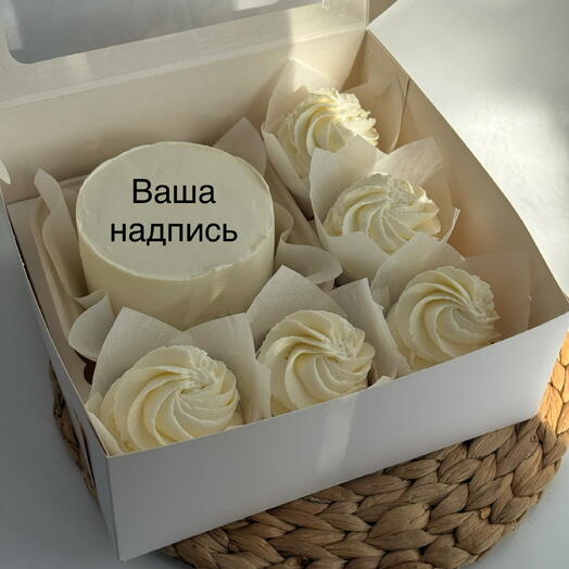 Бенто торт ваша надпись + капкейки