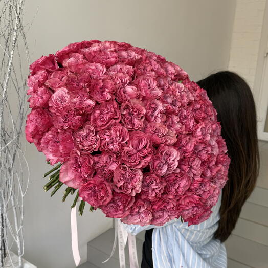 Букет из 101 пионовидной розы кантри блю 🌺