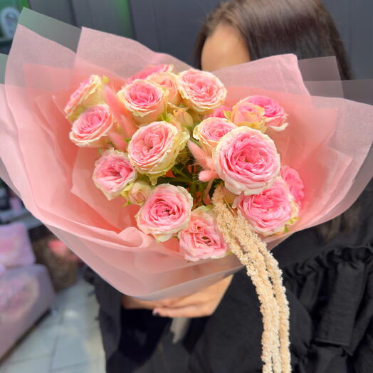 Кустовые розы 🌷премиум класса Пионовидные  с сухоцветами Cute   Chic 🎀