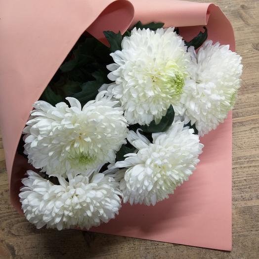 Bouquet of 5 white chrysanthemums