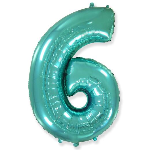 Цифра 6 Тиффани огромная фольгированная 102см шарик