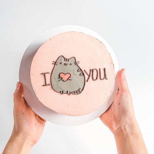 Pastel con el dibujo del gato y el corazón "el Gato" 🐈