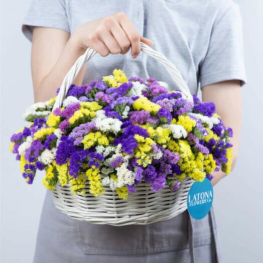 Кошик з лімоніум (сухоцвіт) - Latona Flowers