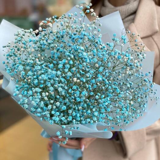 Bouquet of blue gypsophila