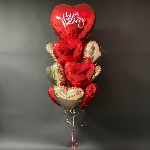 Balloons hearts red and rose gold