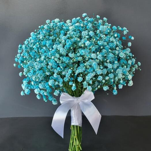 Ramo de novia de gypsophila azul