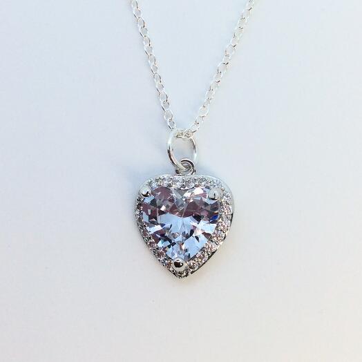 Silver Heart HIGHLIGHT Pendant with Large Zircon Stone
