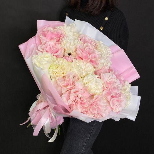 25 rosas francesas blancas y Rosadas