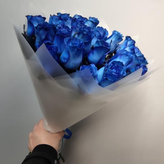 Синии розы 25шт