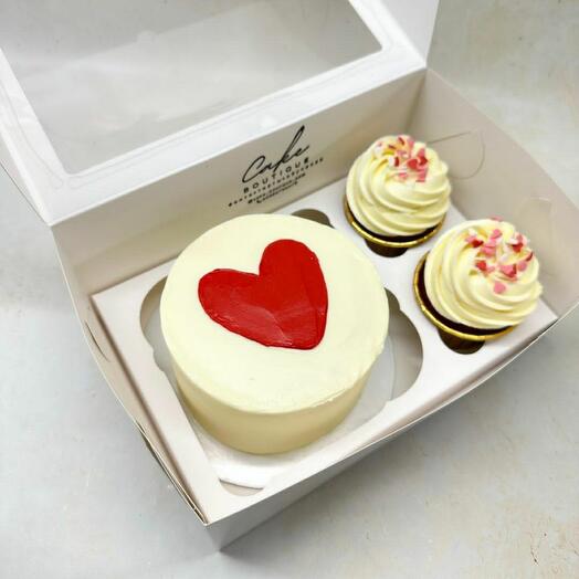 Conjunto de pastel de Bento y 2 cupcakes