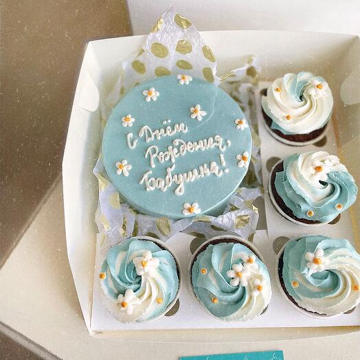 Gift set with bento and cupcakes "Chamomile"