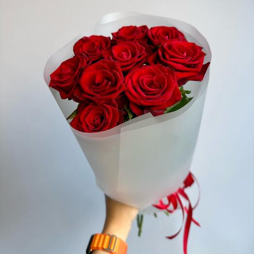 Ramo de rosas rojas - 9 rosas brillantes