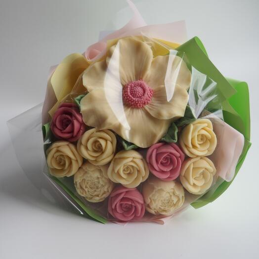 Chocolate flowers made from natural Belgian chocolate Callebaut Velvet
