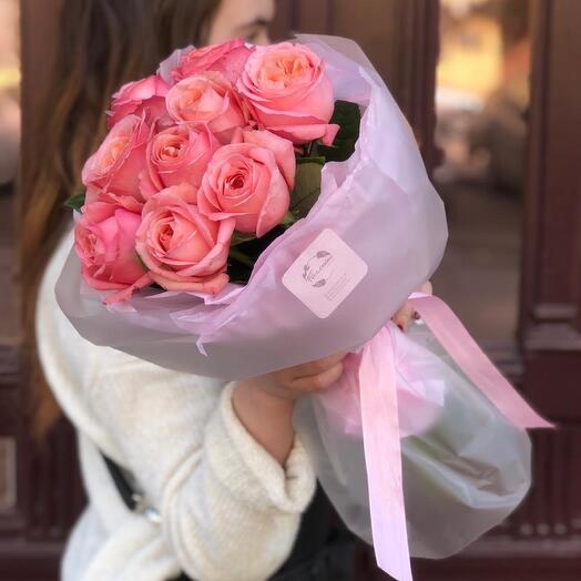 Букет из 9 пионовидных роз Пинк Экспрешен (Pink expression)
