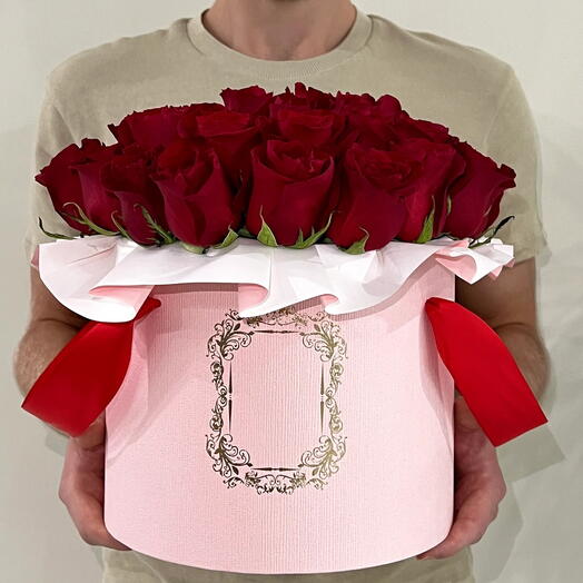 Red Roses | Pink Box (L)
