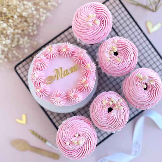 Бенто с капкейками для мамы, подарок маме, набор на День матери