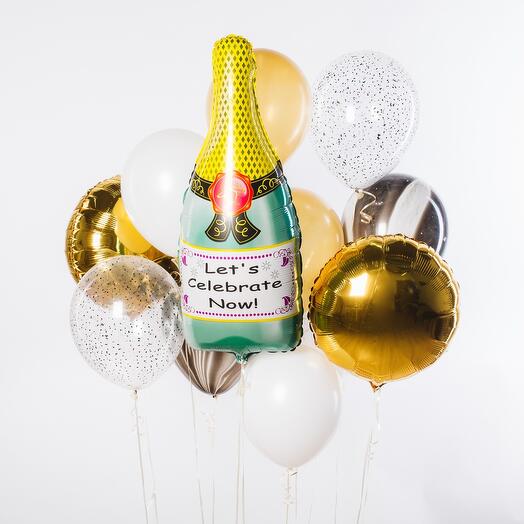 Набор гелиевых шаров Золотое Шампанское