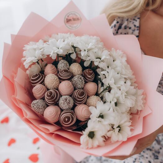 💞 с клубникой и хризантемы / ромашки 5. Ягодное поле любимой