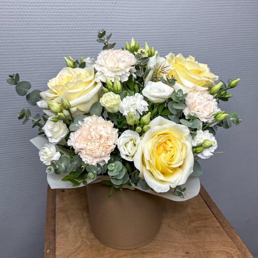 Flowers in a box with cotton