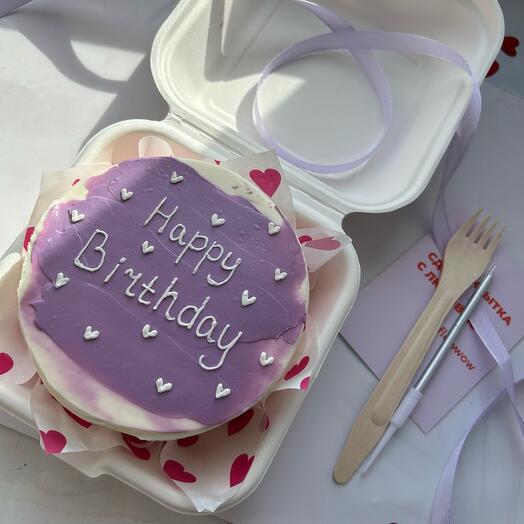 Бенто торт Happy Birthday фиолет