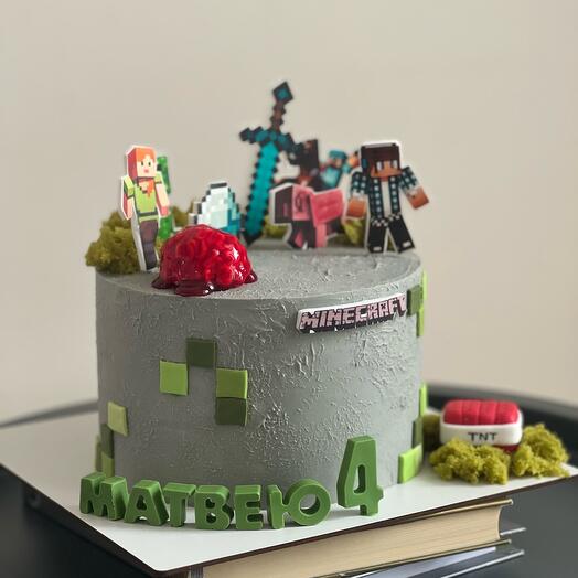 Торт в стиле Minecraft