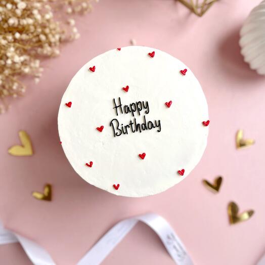 торт Happy birthday на день рождения друзьям, маме, сестре, девушке, минимализм