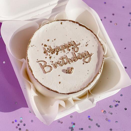 Бенто торт ХИТ🔥 «Happy birthday» с золотой надписью на день рождение