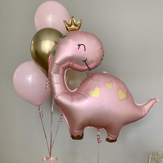 Conjunto de globos de helio Dinosaurio en corona 71 cm