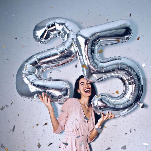 Цифры шары воздушные фольгированный 2 и 5 (102 см)